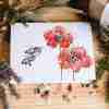 Blank card with red poppies and two bees, option of the same design with "Will you bee mine?"