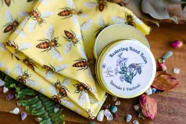 Beautiful Gift Pack with Honey Bees Scarf, Restoring Hand Balm, Beeswax Soap and Lip Balm - Image 3