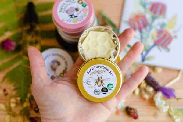 Heel and Elbow lotion bar has a surface that looks like a honeycomb